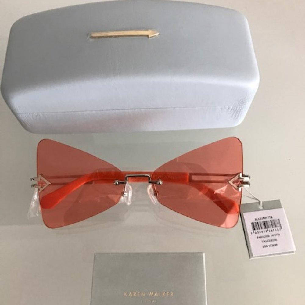 KAREN WALKER Paradise Orange Triangular Sunglasses